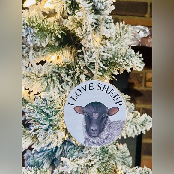 *I Love Farm Animal Round Ornament, Sheep - Picture 4 of 12